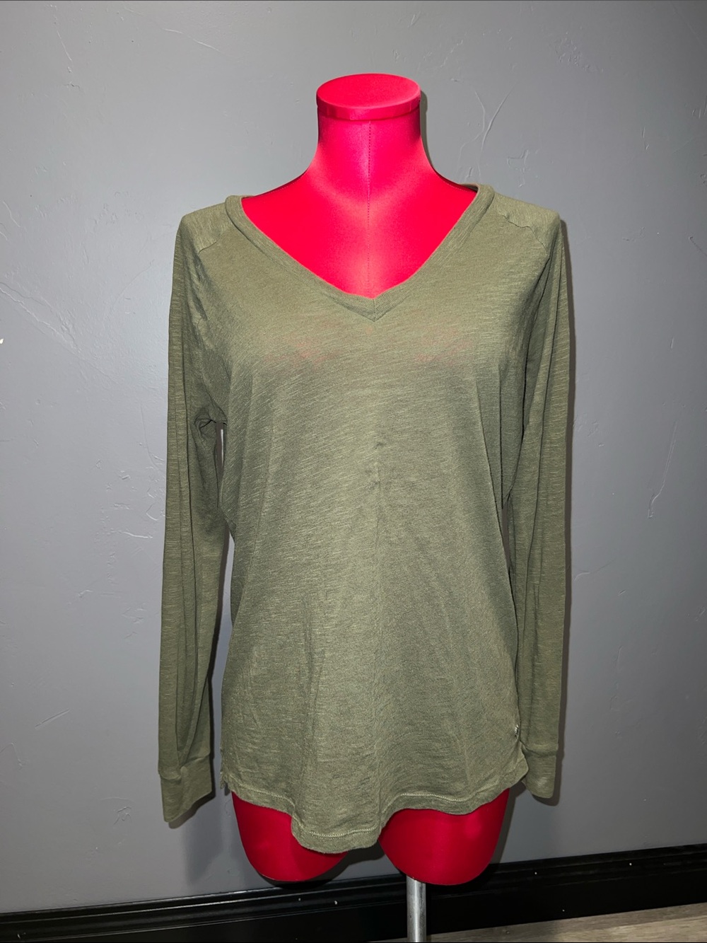 PINK Victoria’s Secret oversized olive green v-neck long sleeve